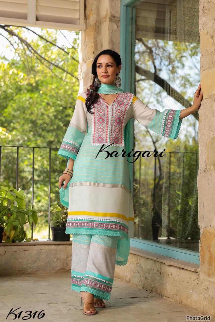 Premium cotton 3 pc suit set  K1316