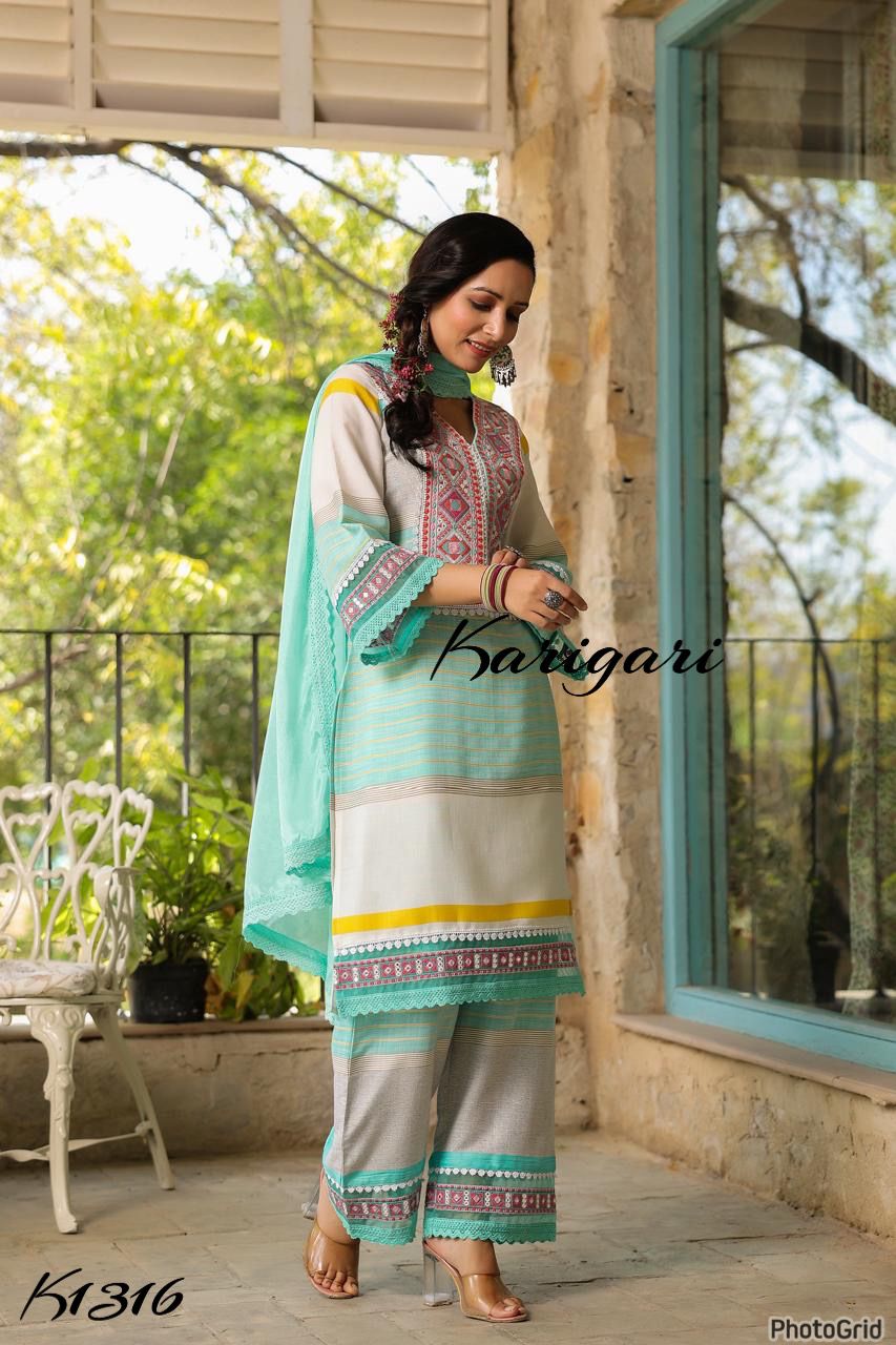 Premium cotton 3 pc suit set  K1316