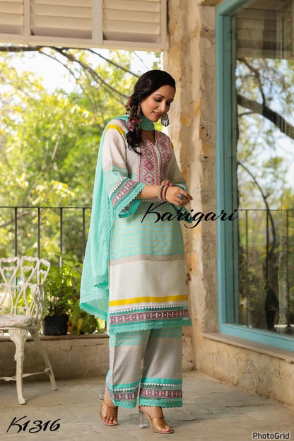 Premium cotton 3 pc suit set  K1316