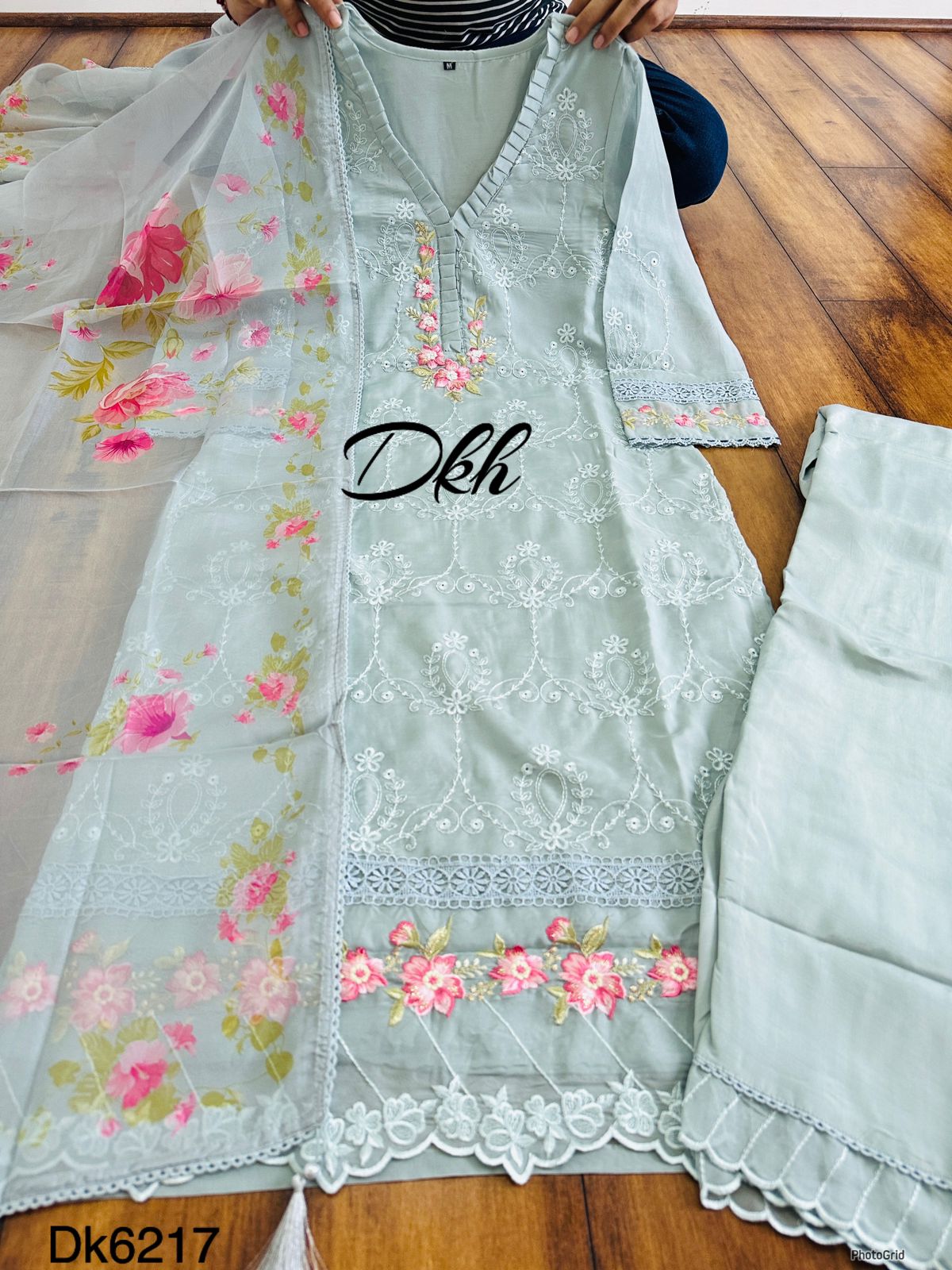 Designer 3 pc cotton silk set  DK6217