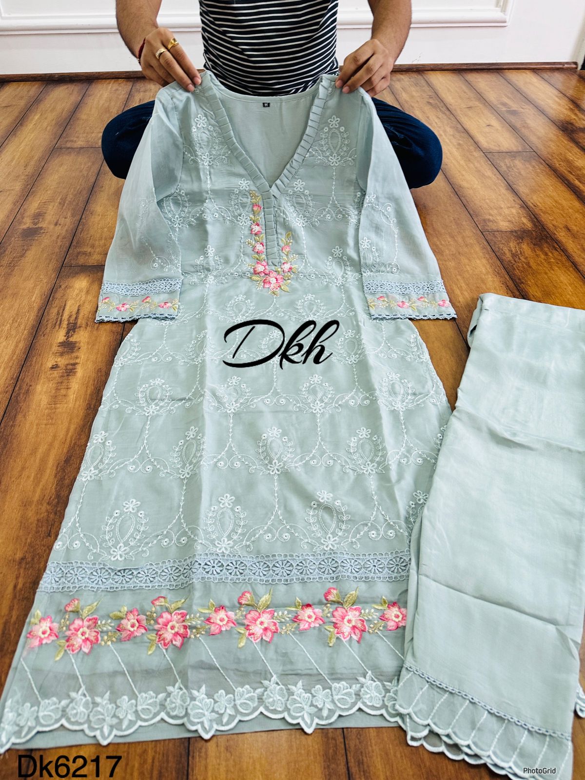 Designer 3 pc cotton silk set  DK6217