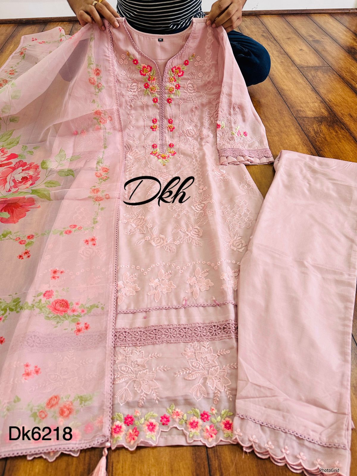 Designer 3 pc cotton silk set DK6218