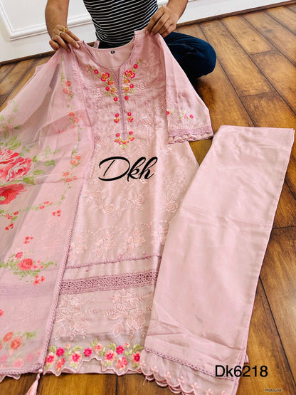 Designer 3 pc cotton silk set DK6218