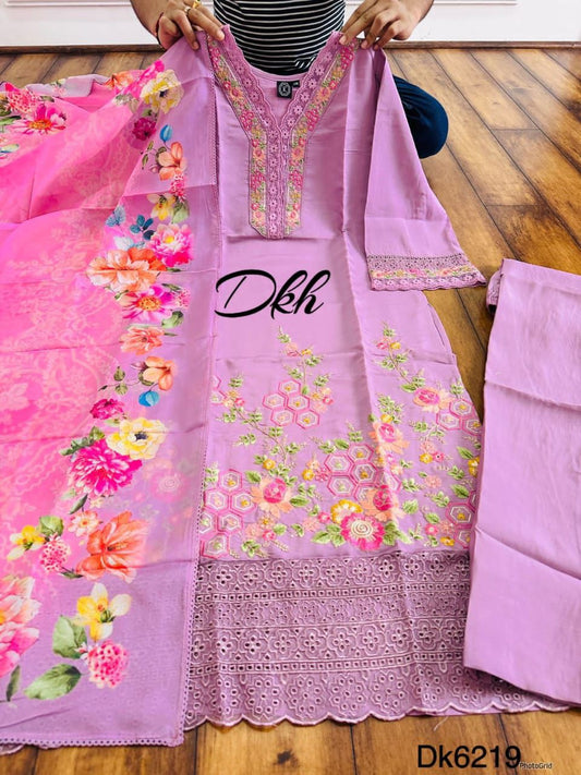 Designer 3 pc cotton silk set  DK6219