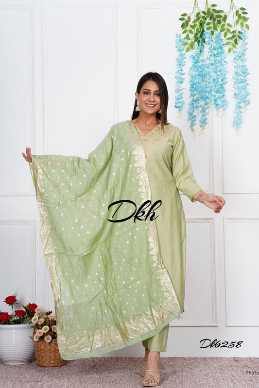 Premium modal silk 3 pc suit set Dk6258