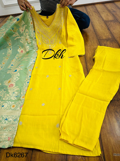 Premium cotton silk 3 pc suit DK6267