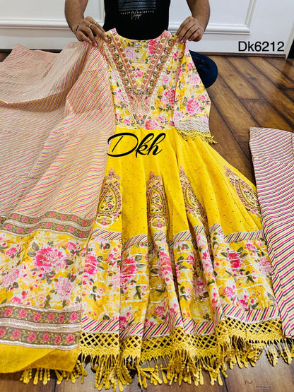 Premium cotton anarkali 3 pc dk6212