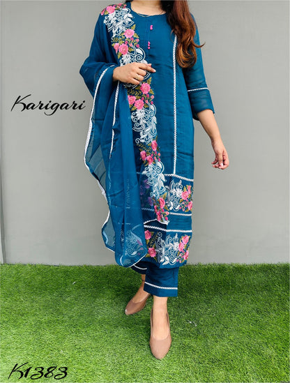 k1383 pakistani concept  Premium pure organza 3 pc suit