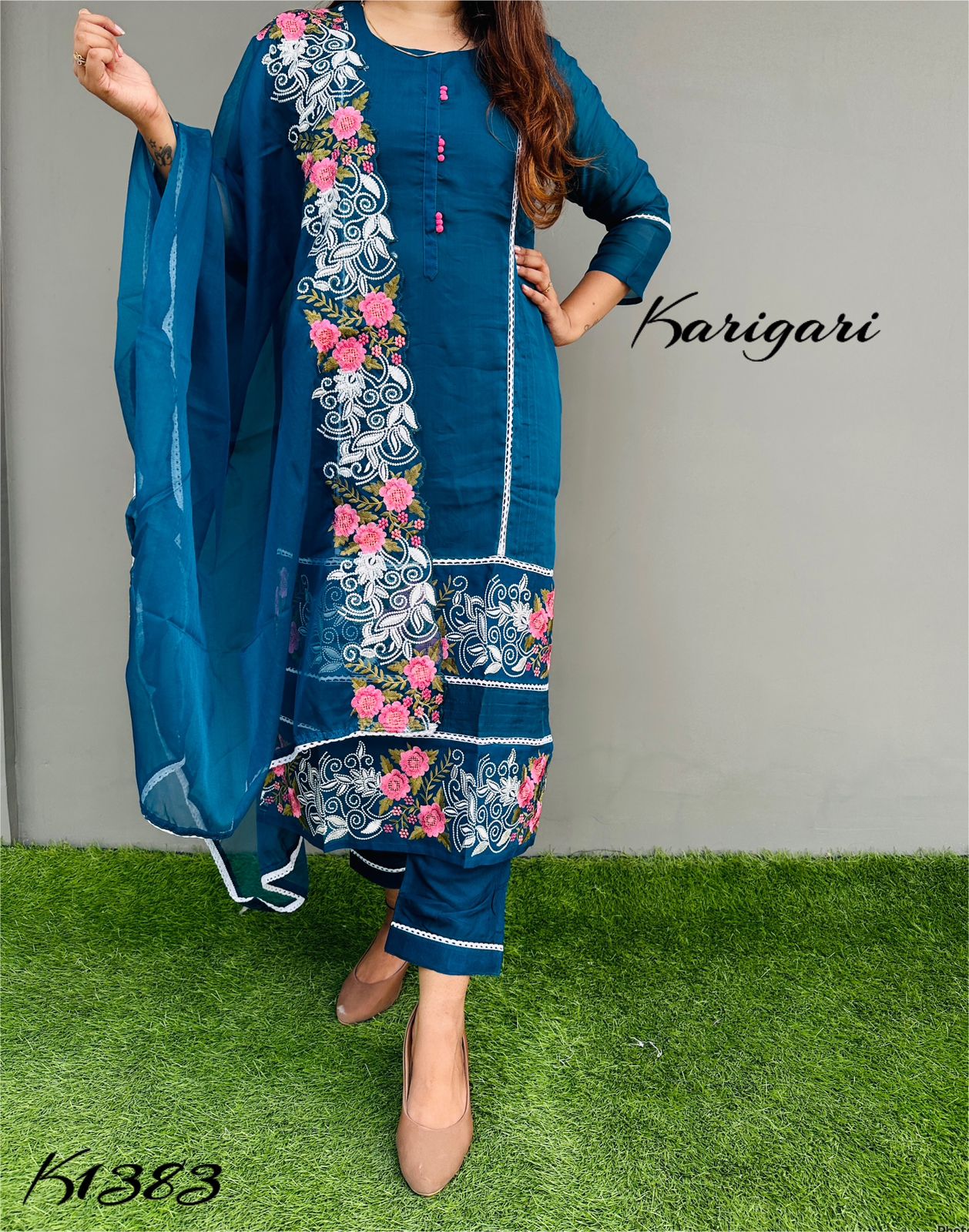 k1383 pakistani concept  Premium pure organza 3 pc suit