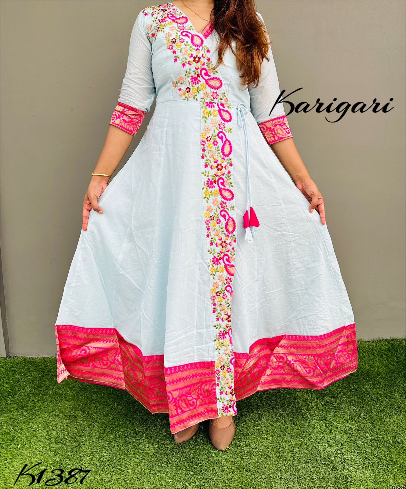 k1387 Super Premium mul cotton Anghrakha gown