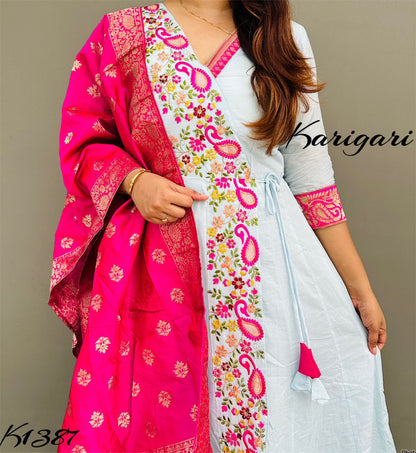 k1387 Super Premium mul cotton Anghrakha gown