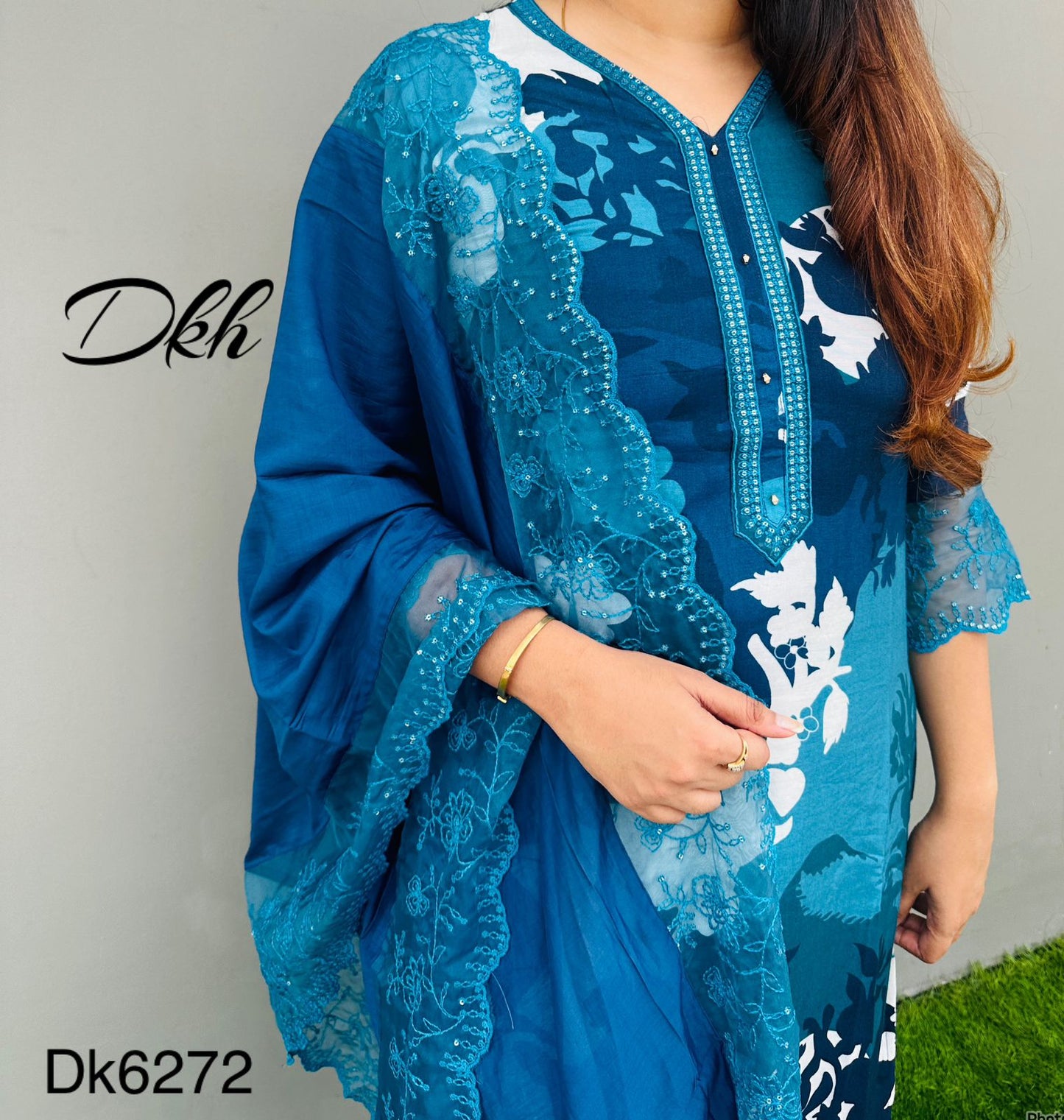 Dk6272 Premium maslin digital printed suit set