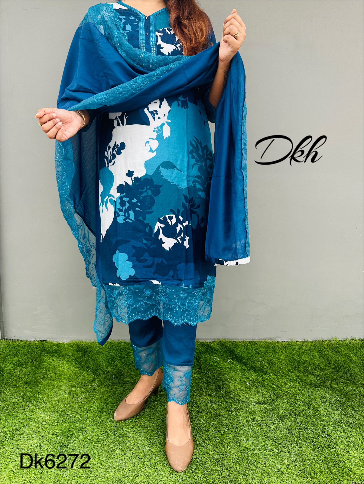 Dk6272 Premium maslin digital printed suit set