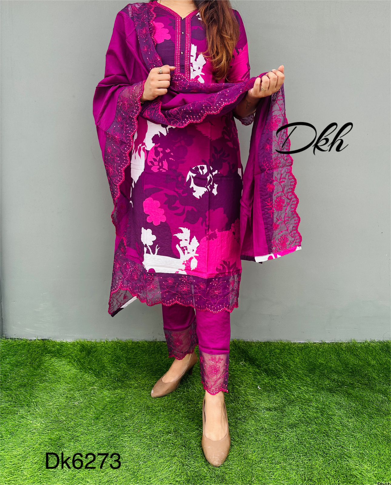 Dk6273  Premium maslin digital printed suit set