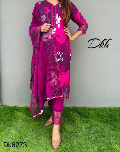 Dk6273  Premium maslin digital printed suit set