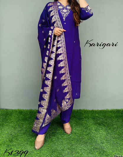 k1399 Premium pure silk 3 pc suit with lining