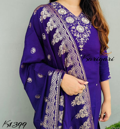 k1399 Premium pure silk 3 pc suit with lining