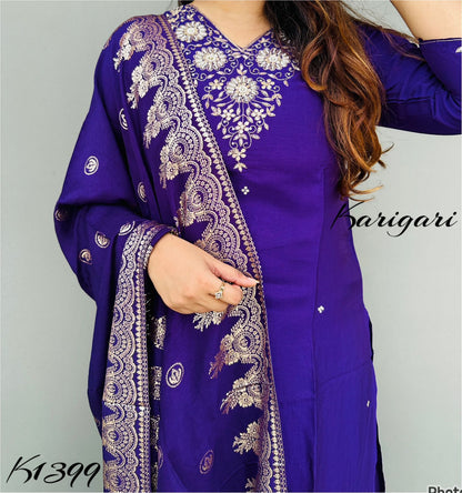 k1399 Premium pure silk 3 pc suit with lining