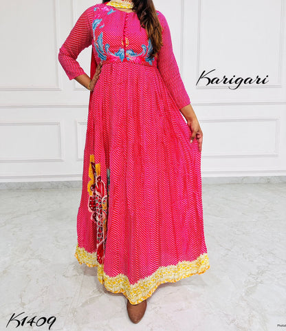 K1409 Premium pure georgette designer lehriya