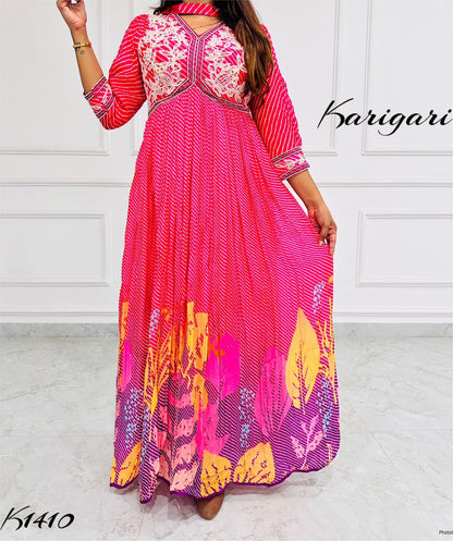 K1409 Premium pure georgette designer lehriya collection in beautiful colour combinations..