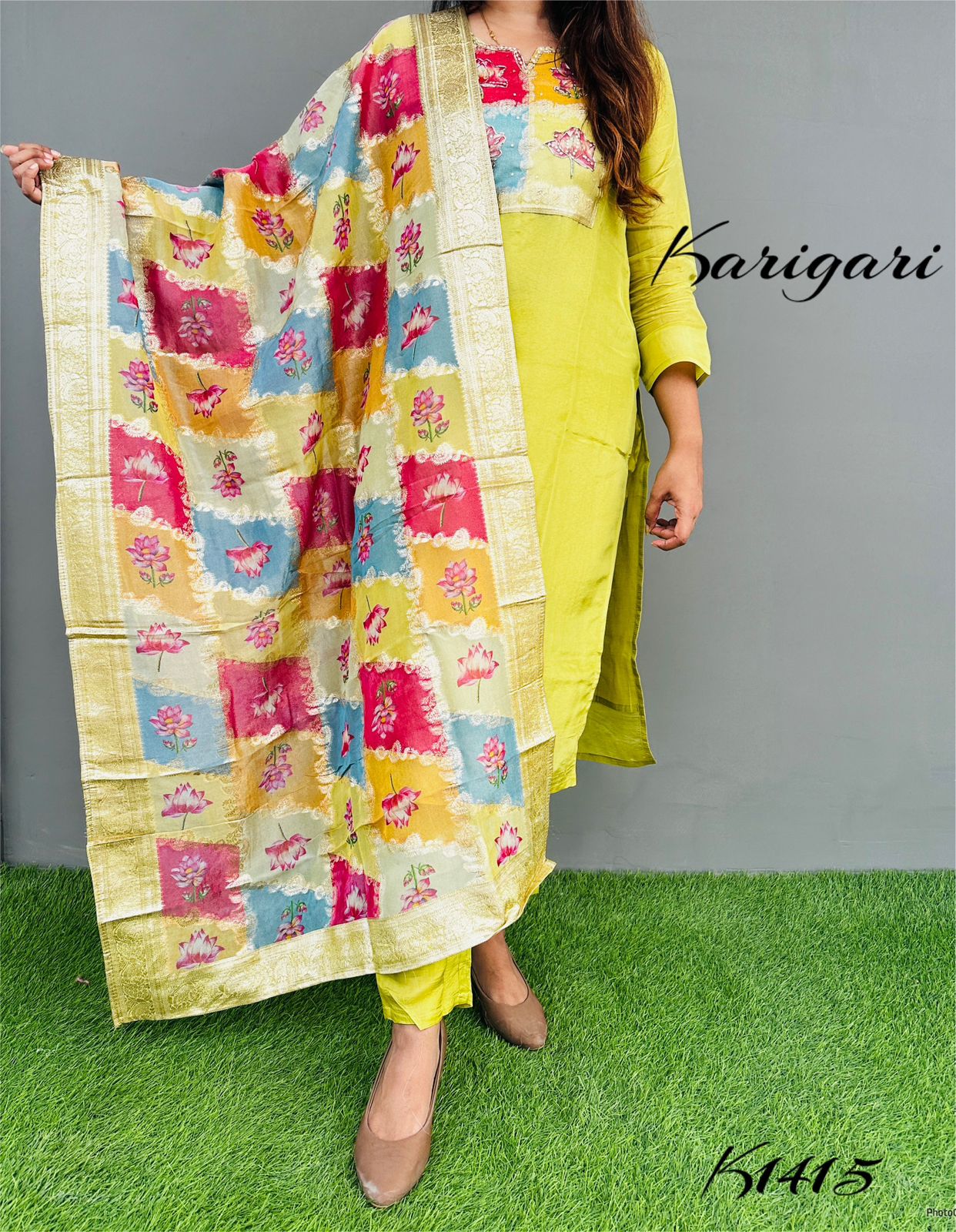 k1415 Pure Banarasi Tissue silk love  Premium pure tissue Banarasi silk 3 pc suit