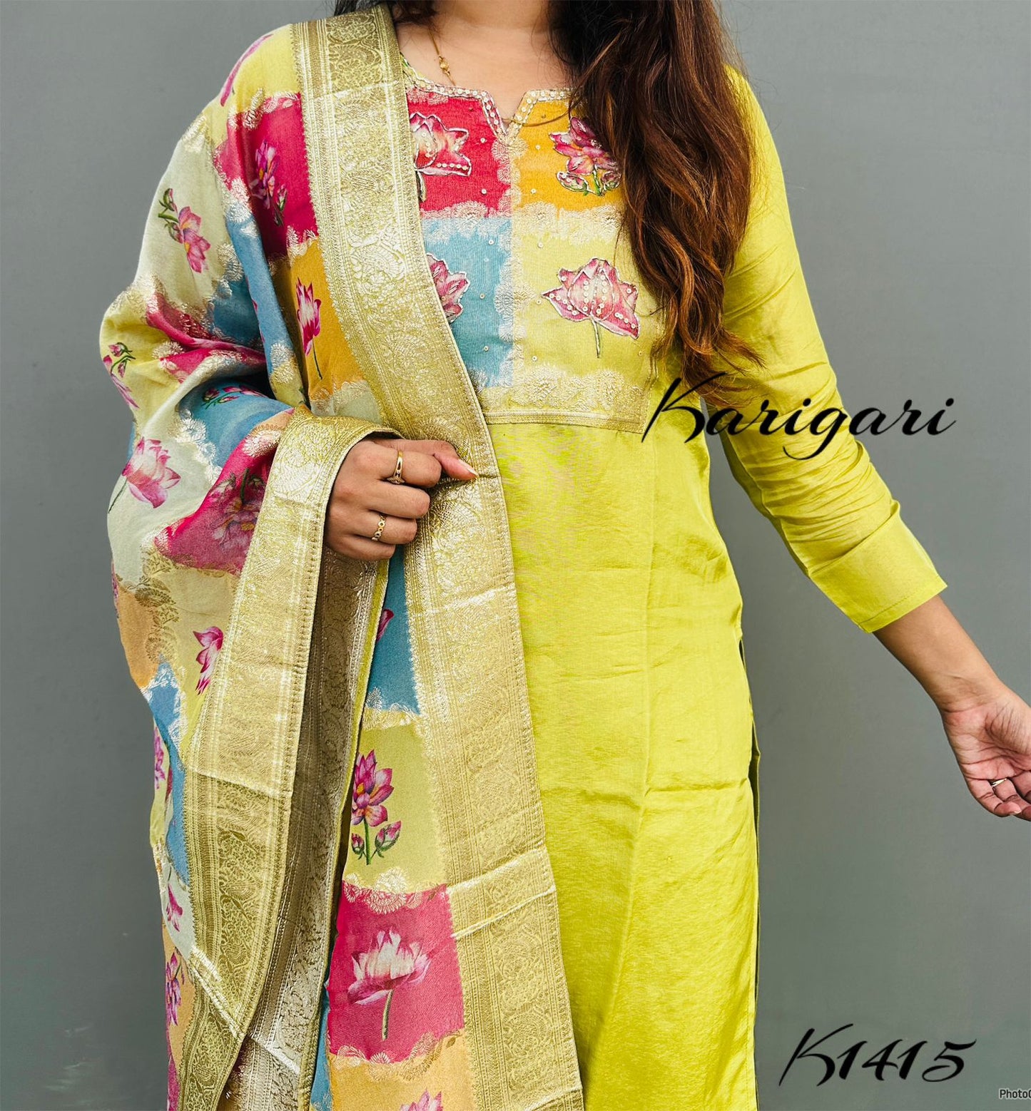 k1415 Pure Banarasi Tissue silk love  Premium pure tissue Banarasi silk 3 pc suit