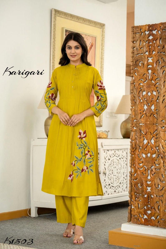 karigari by DKH k1503 Premium roman silk 2 pc coord set