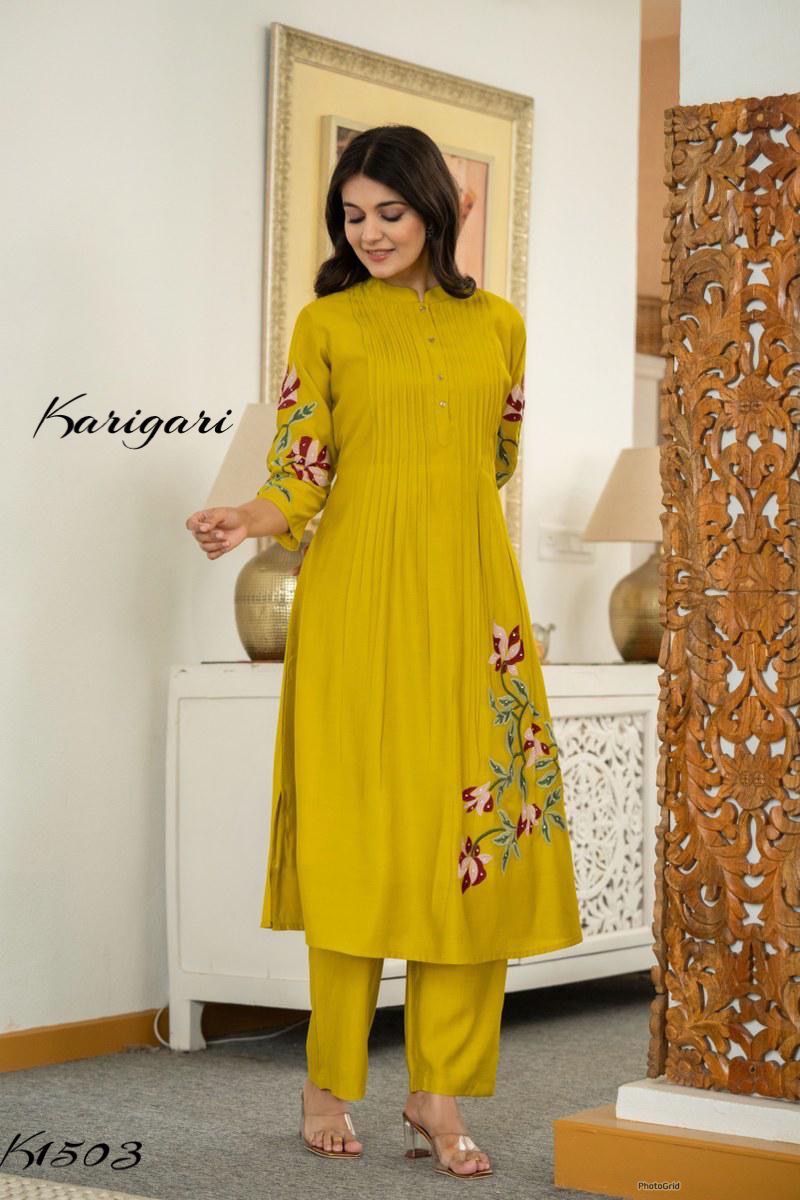 karigari by DKH k1503 Premium roman silk 2 pc coord set