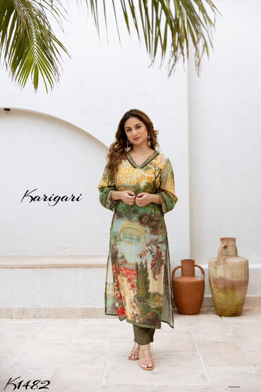 karigari by DKH k1482   Premium muslin viscose  coord set