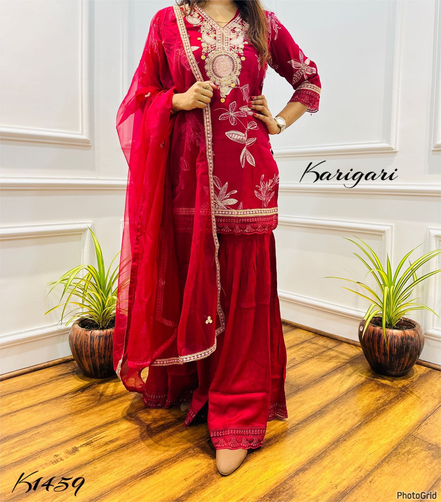 Karigari by DKH k1459 Premium modal maslin sharara 3 pc suit set