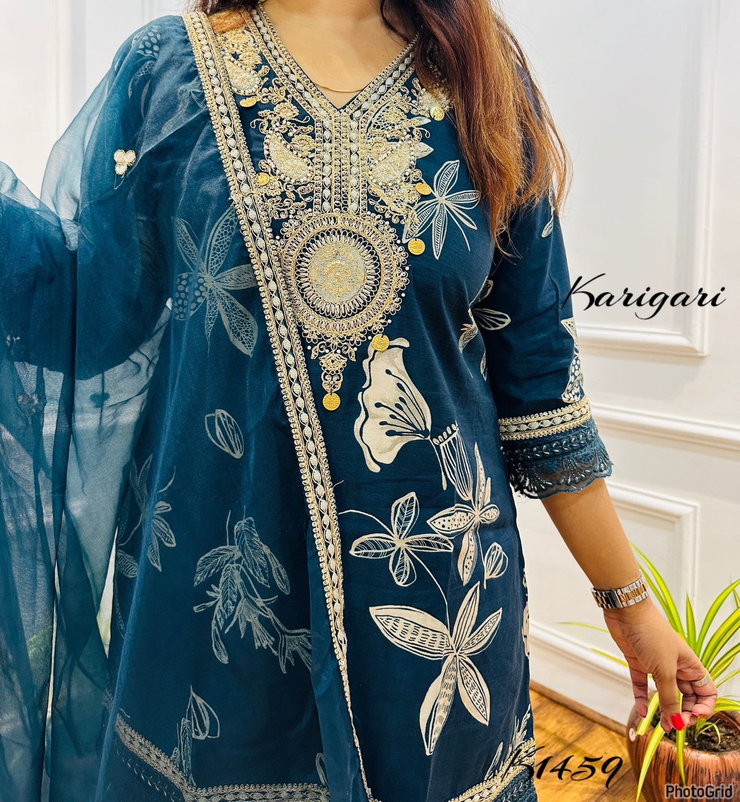 Karigari by DKH k1459 Premium modal maslin sharara 3 pc suit set