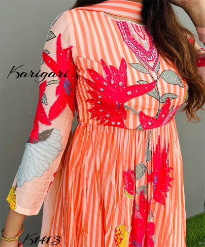 karigari by DKh k1413  Premium chinnon beautifully digital printed gown