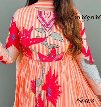 karigari by DKh k1413  Premium chinnon beautifully digital printed gown