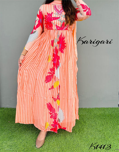 karigari by DKh k1413  Premium chinnon beautifully digital printed gown