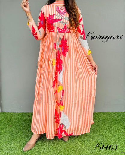 karigari by DKh k1413  Premium chinnon beautifully digital printed gown