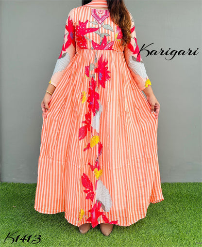 karigari by DKh k1413  Premium chinnon beautifully digital printed gown