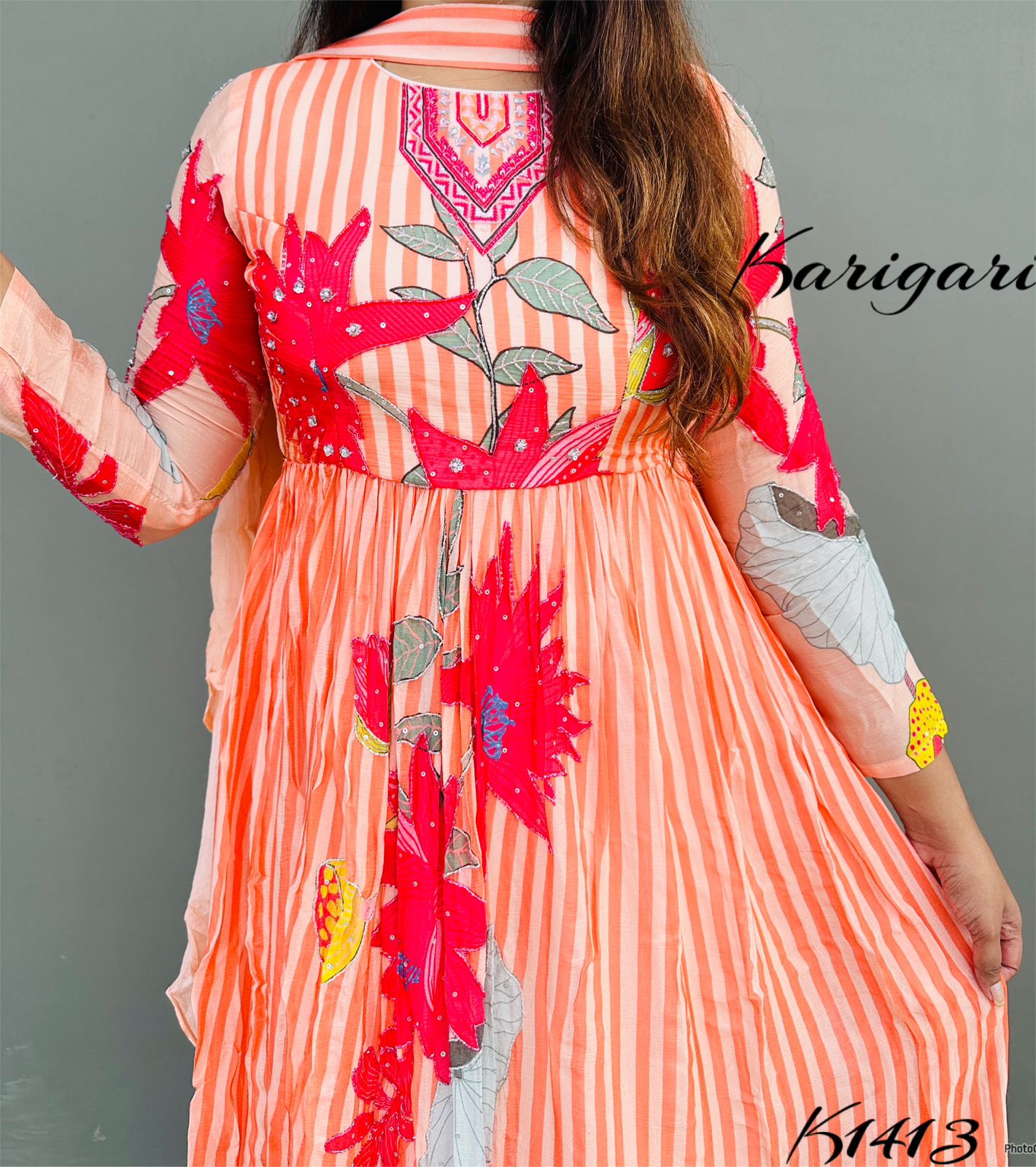 karigari by DKh k1413  Premium chinnon beautifully digital printed gown