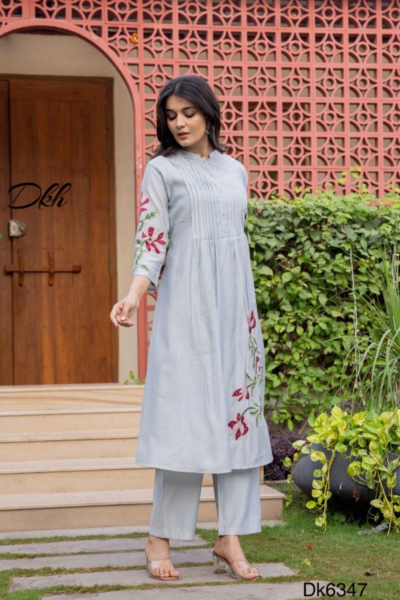 DKH Dk6347  Premium roman silk 2 pc coord set