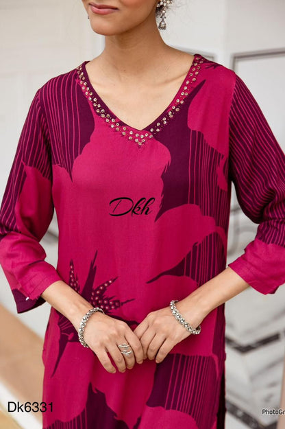 DKH Dk6331 Premium German rayon  kurti plazo set