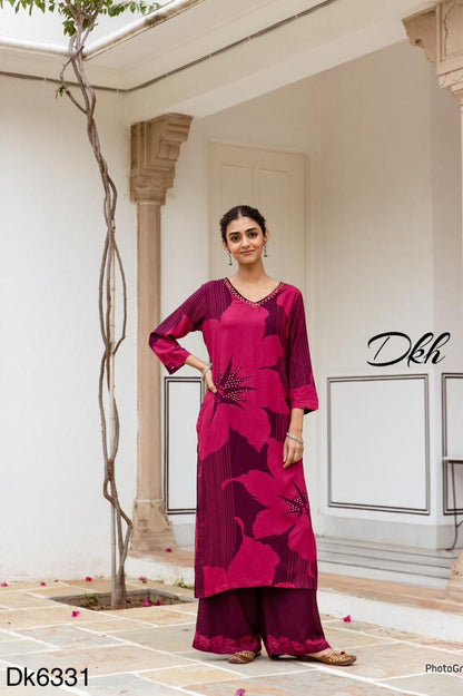 DKH Dk6331 Premium German rayon  kurti plazo set