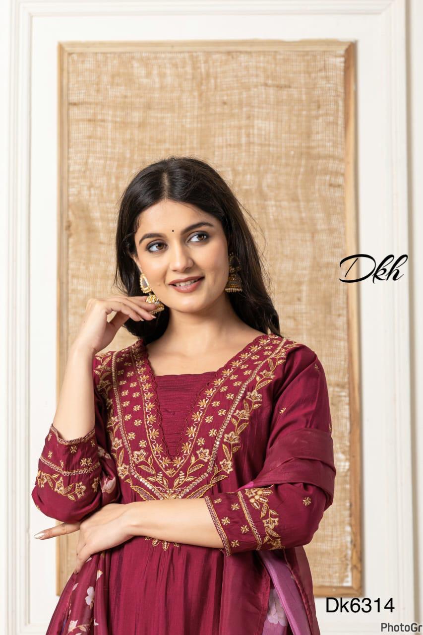 Dkh Dk6314  Premium roman silk 3 pc suit set