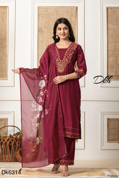 Dkh Dk6314  Premium roman silk 3 pc suit set