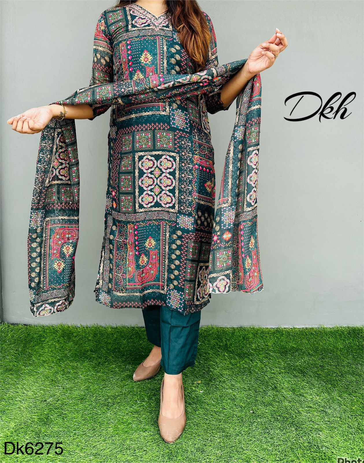 DKH Dk6275  Premium pure organza silk 3 pc suit set