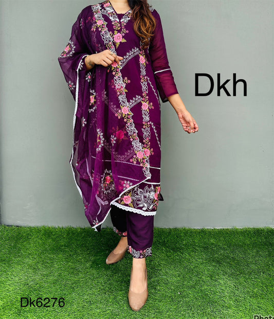 DKH Dk6276  Premium organza 3 pc suit