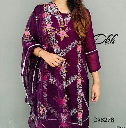 DKH Dk6276  Premium organza 3 pc suit