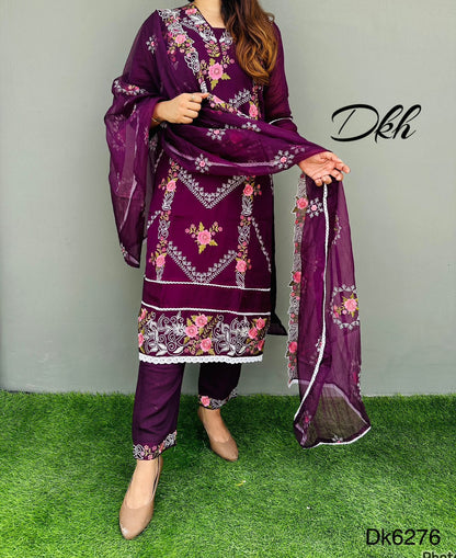 DKH Dk6276  Premium organza 3 pc suit