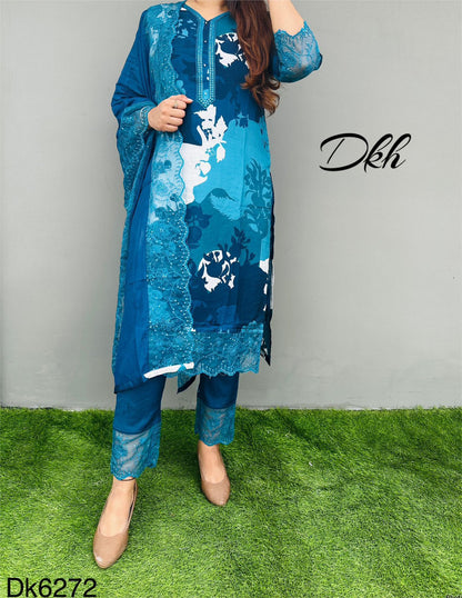 Dkh Dk6272  Premium maslin digital printed suit set