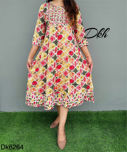 DKH Dk6264  Premium rayon printed middi gown