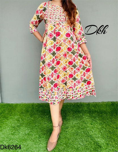 DKH Dk6264  Premium rayon printed middi gown