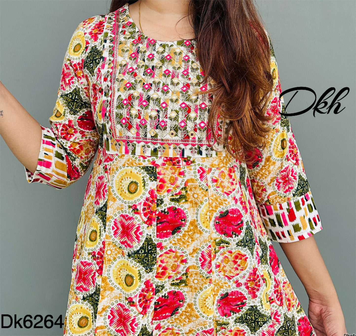 DKH Dk6264  Premium rayon printed middi gown